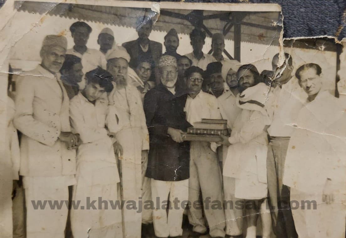 Diverse group of People were presenting books to Khwaja Muhammad Lateef Ansari (Sikh Community were also included)