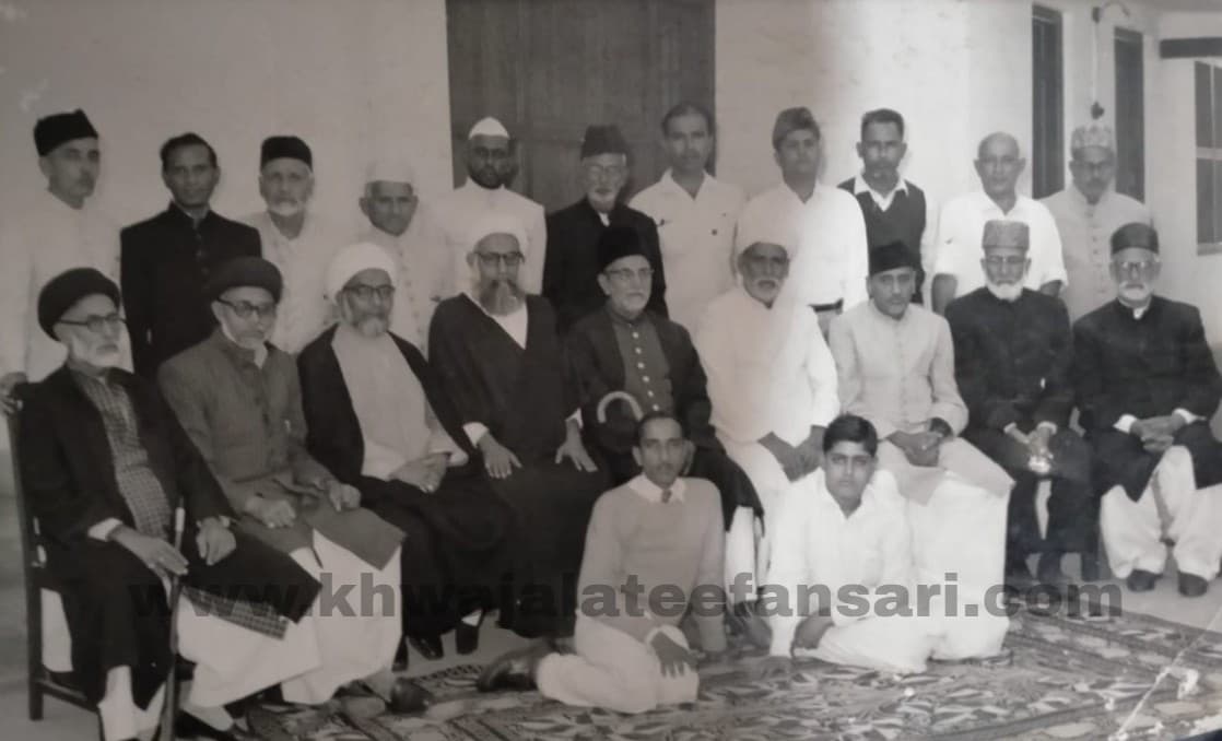 A rare photograph featuring many religious scholars along with Khwaja Lateef Ansari